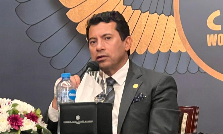 وزير الرياضة يشهد مؤتمر الإعلان عن تفاصيل استضافة مصر لبطولة العالم للجمباز … 5 IMG 20220316 WA0142