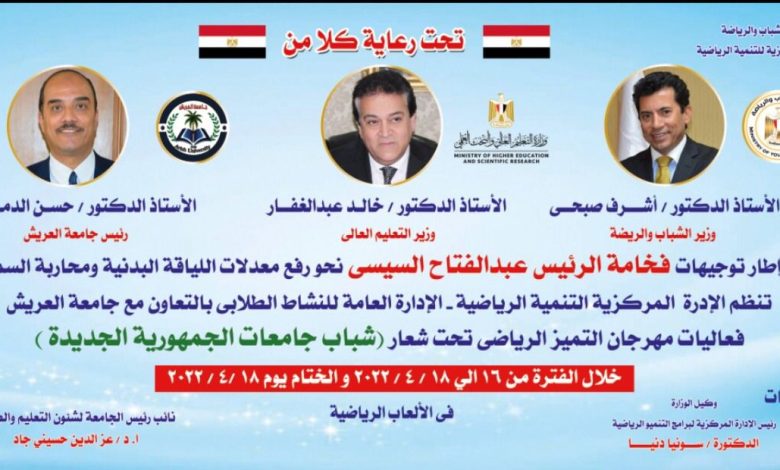 الشباب والرياضة تختتم فعاليات مهرجان التميز الرياضي بجامعة العريش ... غدًا 1 IMG 20220417 WA0037