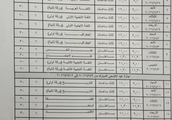 عاجل تعديل جدول الثانوية العامة مكفوفين 3 Screenshot12