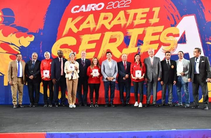 وزير الرياضة ورئيس الاتحاد الدولى للكاراتيه يفتتحان بطولة الدورى العالمى 3 FB IMG 1654972254189