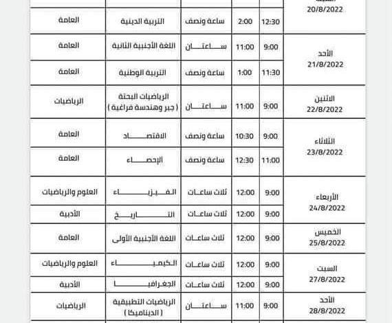 غدا بدء امتحانات الدور التانى للثانوية العامة 2 FB IMG 1660910198977