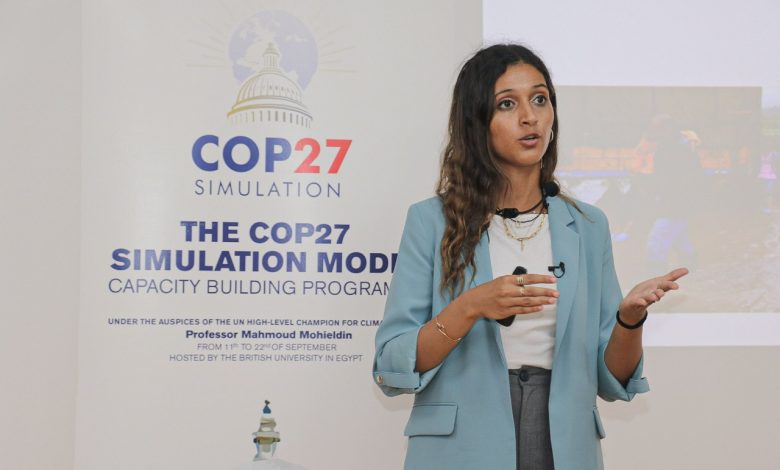 الجامعة البريطانية في مصر تفتتح المرحلة الأولى من النموذج الدولي لمحاكاة قمة المناخ 27 COP 3 IMG 20220913 WA0161