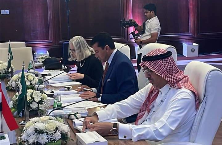 د.أشرف صبحى يترأس الدورة ٦٩ للمكتب التنفيذي لمجلس وزراء الشباب والرياضة العرب بالسعودية 3 FB IMG 1679241774067 1