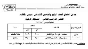 جداول امتحانات الفصل الدراسي الثانى" خارج المجموع والمستوى الرفيع والتربية الرياضية " 4 IMG 20230412 WA0059