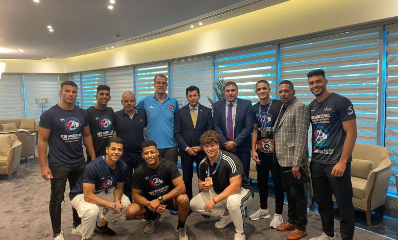 وزير الشباب يستقبل منتخب مصر للشباب تحت ٢٠ سنة بعد إنجاز بطولة العالم للمصارعة 4 IMG 20230821 WA0152