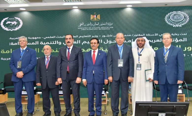 رئيس الجامعة اليابانية يشارك بالمؤتمر العربى الخامس للتعليم العالى والتنمية المستدامة 3 IMG 20230912 WA0209