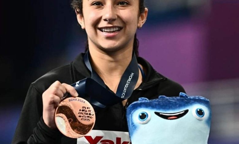 فوز مها خالد ببرونزية بطولة العالم للألعاب المائية بالدوحة 3 IMG 20240203 WA0161