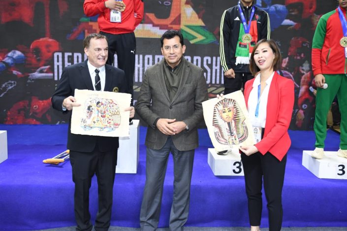 وزير الشباب والرياضة يشهد منافسات نهائي البطولة الإفريقية للمنتخبات للمواي تاي 5 IMG 20240223 WA0221