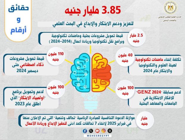 التعليم العالى تخصص ٣.٨٥ مليار جنيه لدعم الابتكار والإبداع في البحث العلمي 1 almomken.com 454748bd