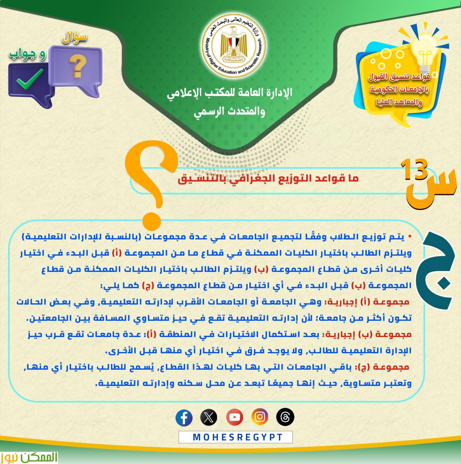 استعدادا لبدء المرحلة الثانية لتنسيق الثانوية العامة 2025 غدًا للالتحاق بالجامعات الحكومية والمعاهد
