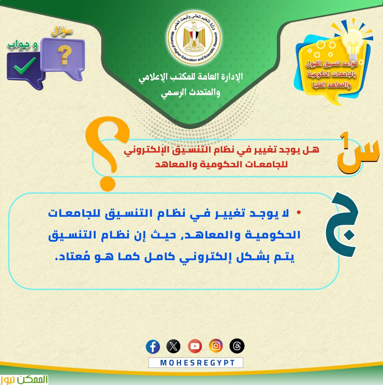 استعدادا لبدء المرحلة الثانية لتنسيق الثانوية العامة 2025 غدًا للالتحاق بالجامعات الحكومية والمعاهد