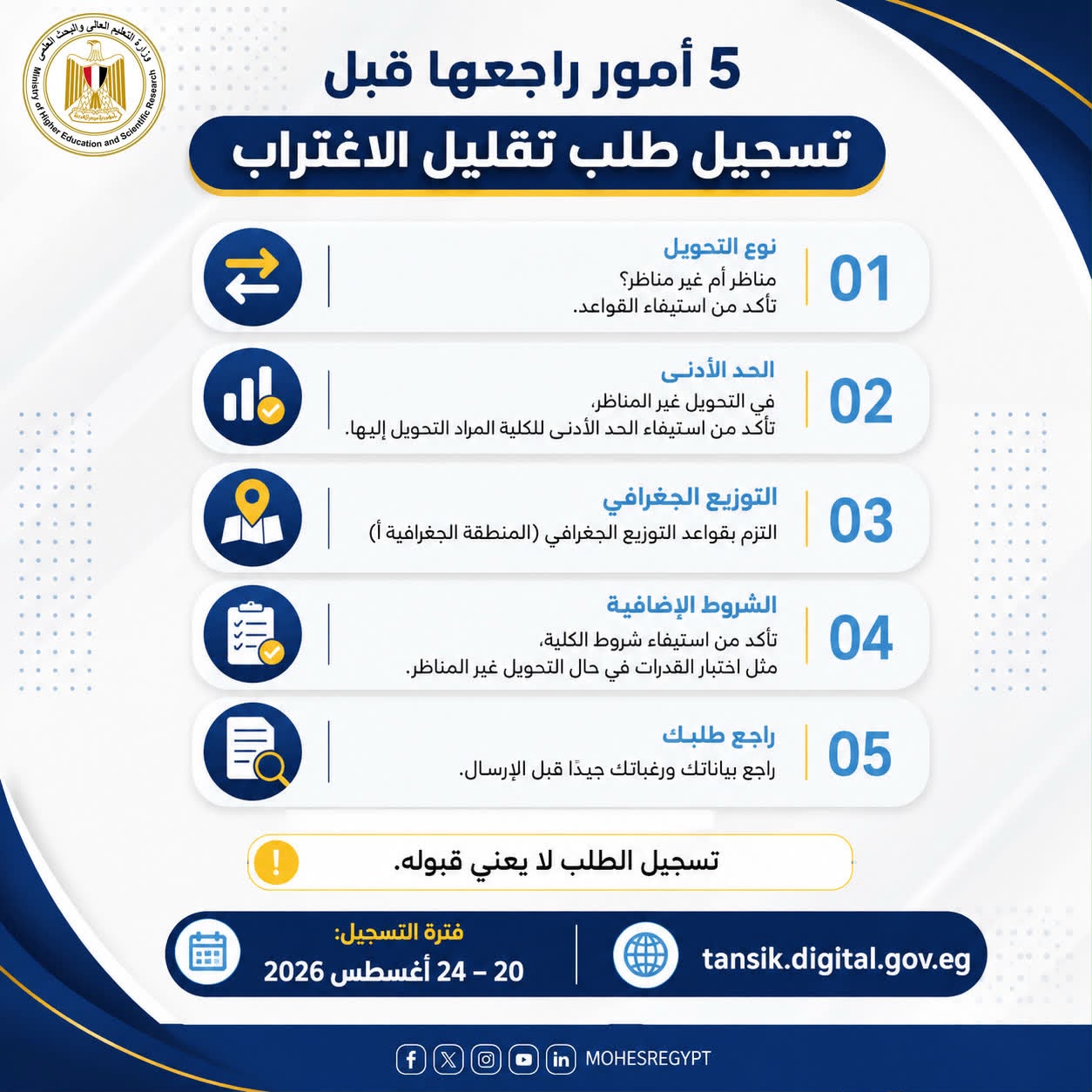 غدًا الاثنين آخر موعد لتسجيل طلبات تقليل الاغتراب لطلاب المرحلتين الأولى والثانية بتنسيق الجامعات والمعاهد 3 غدًا الاثنين آخر موعد لتسجيل طلبات تقليل الاغتراب لطلاب المرحلتين الأولى والثانية بتنسيق الجامعات والمعاهد
